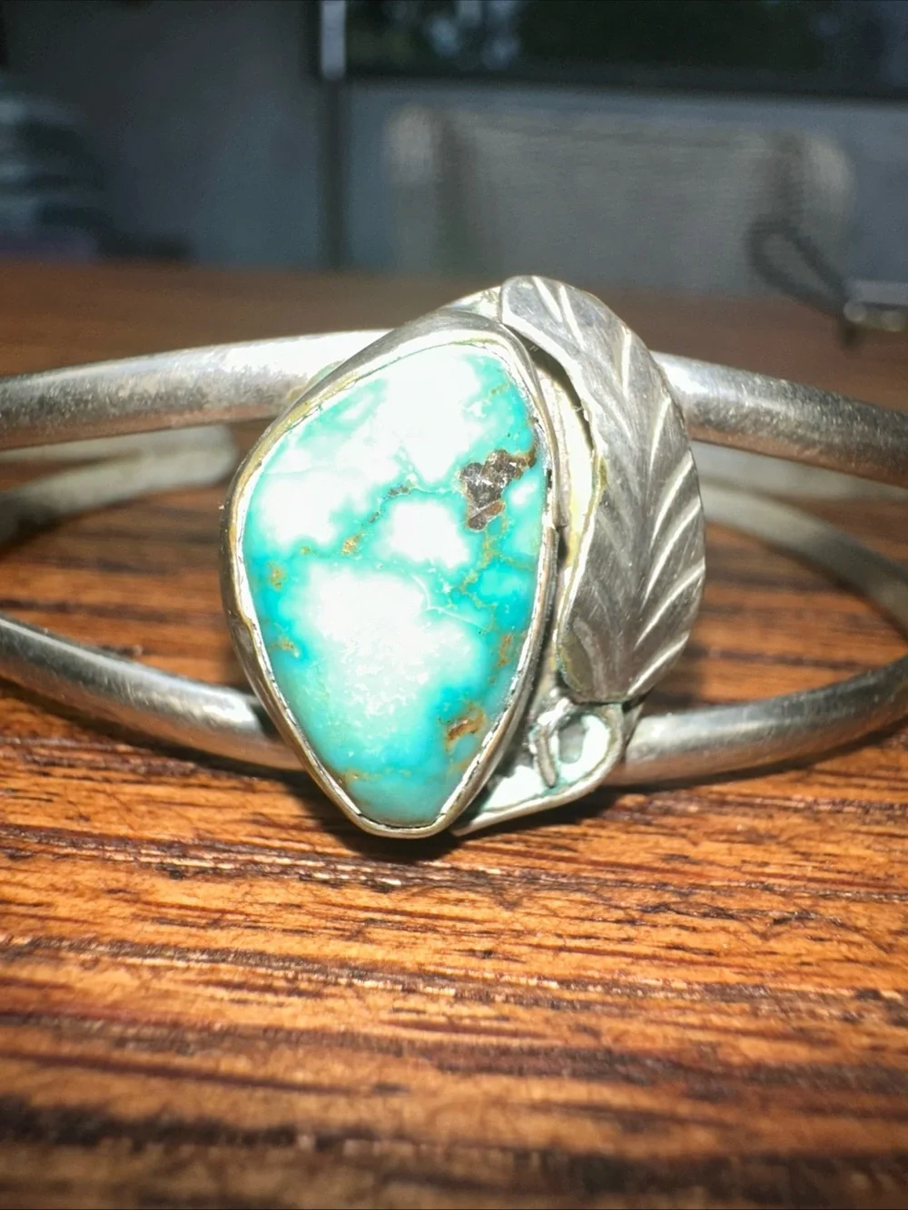 Vintage Native American HandMade Turquoise Sterling Silver Cuff Bracelet